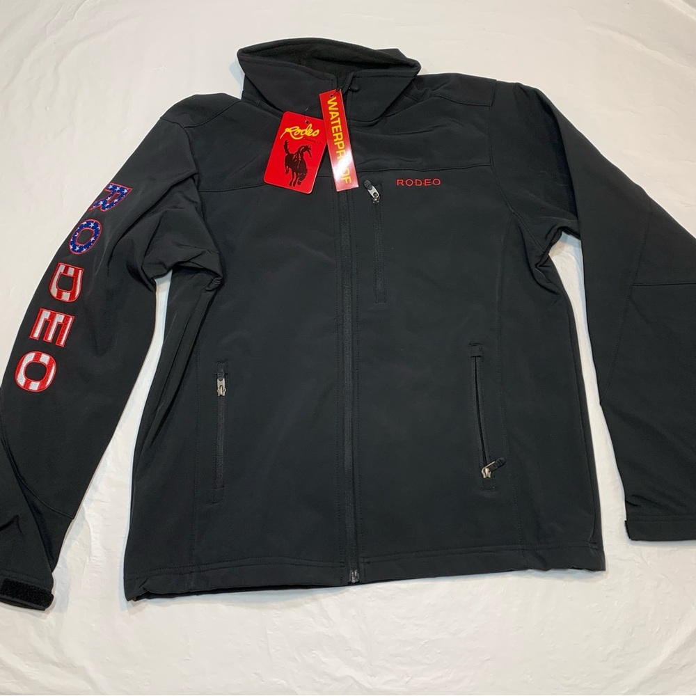 RCCO Rodeo Clothing American Flag Patriotic Black Soft Shell Jacket Men’s M New